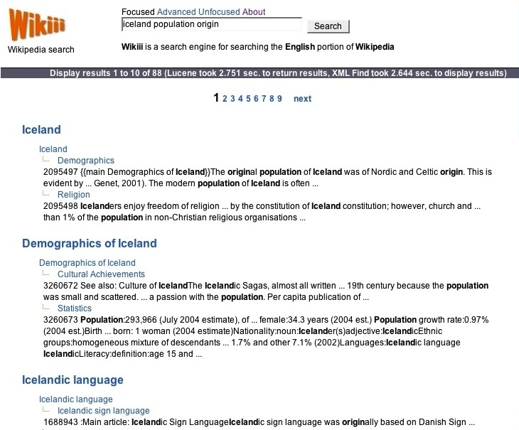 Wikii: Interface for focused access to Wikipedia